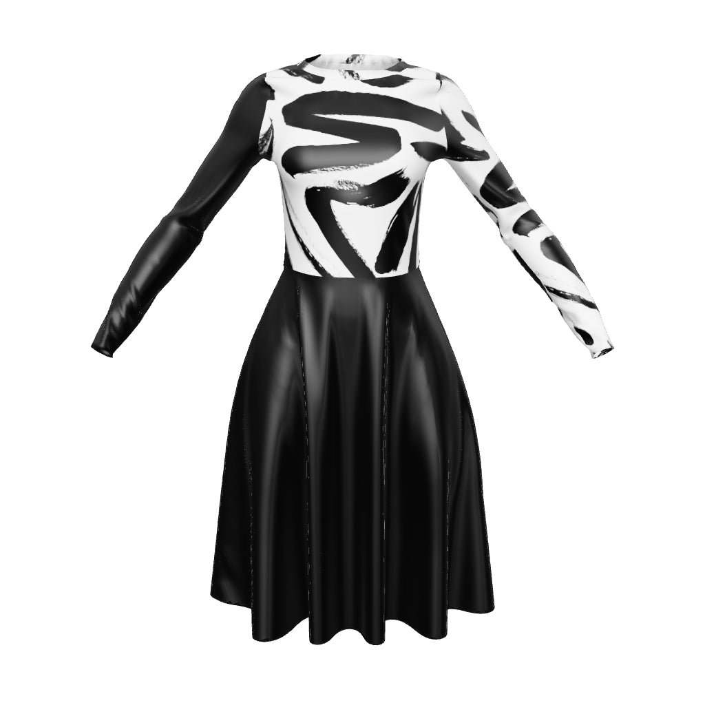 Black and White long sleeve midi dress – Juan A Cut