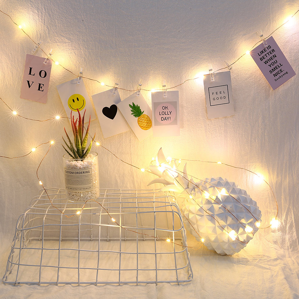 LED String Fairy Lights Warm White with Cristal Clear Clips