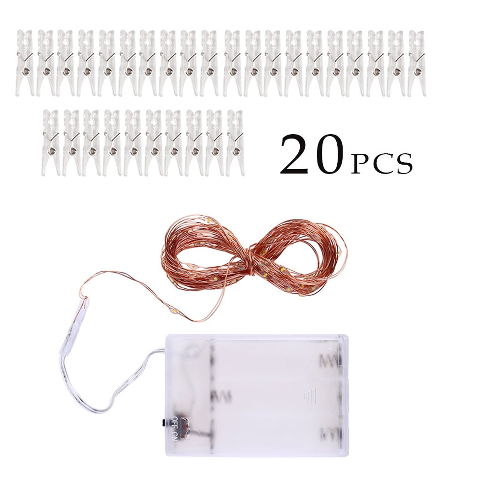 LED String Fairy Lights Warm White with Cristal Clear Clips