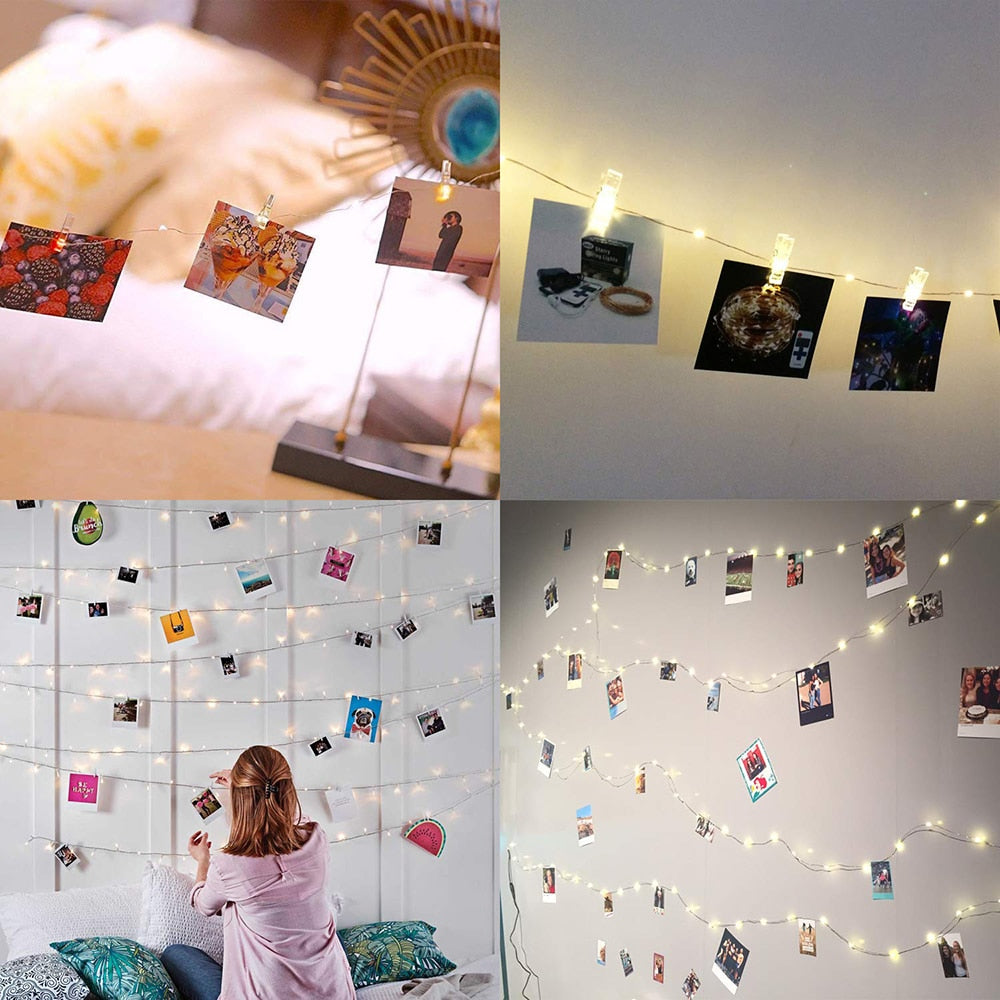 LED String Fairy Lights Warm White with Cristal Clear Clips