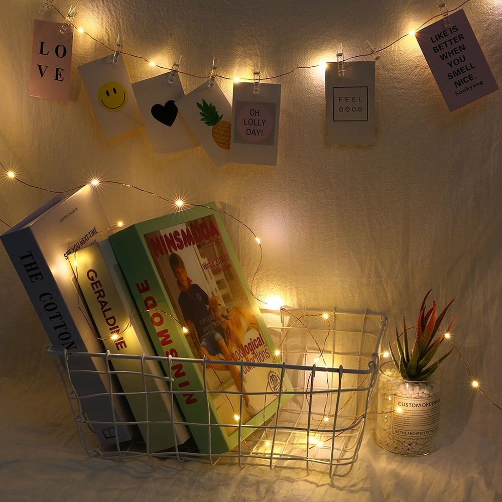 LED String Fairy Lights Warm White with Cristal Clear Clips